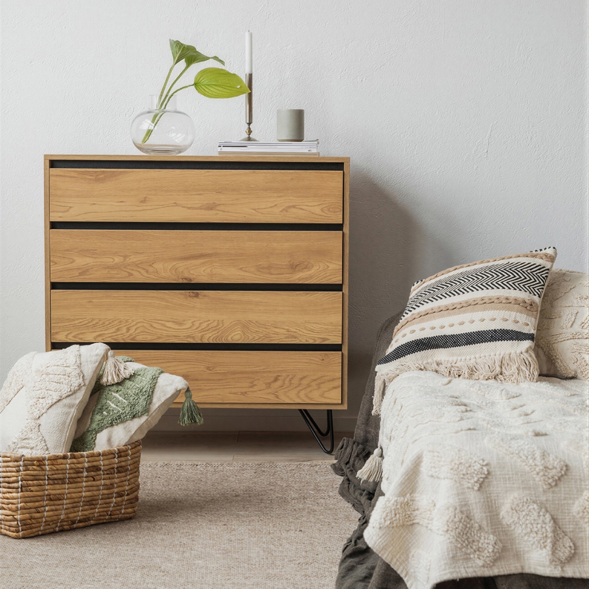 Kommode 'Elle' 90x90 - Eg/Sort