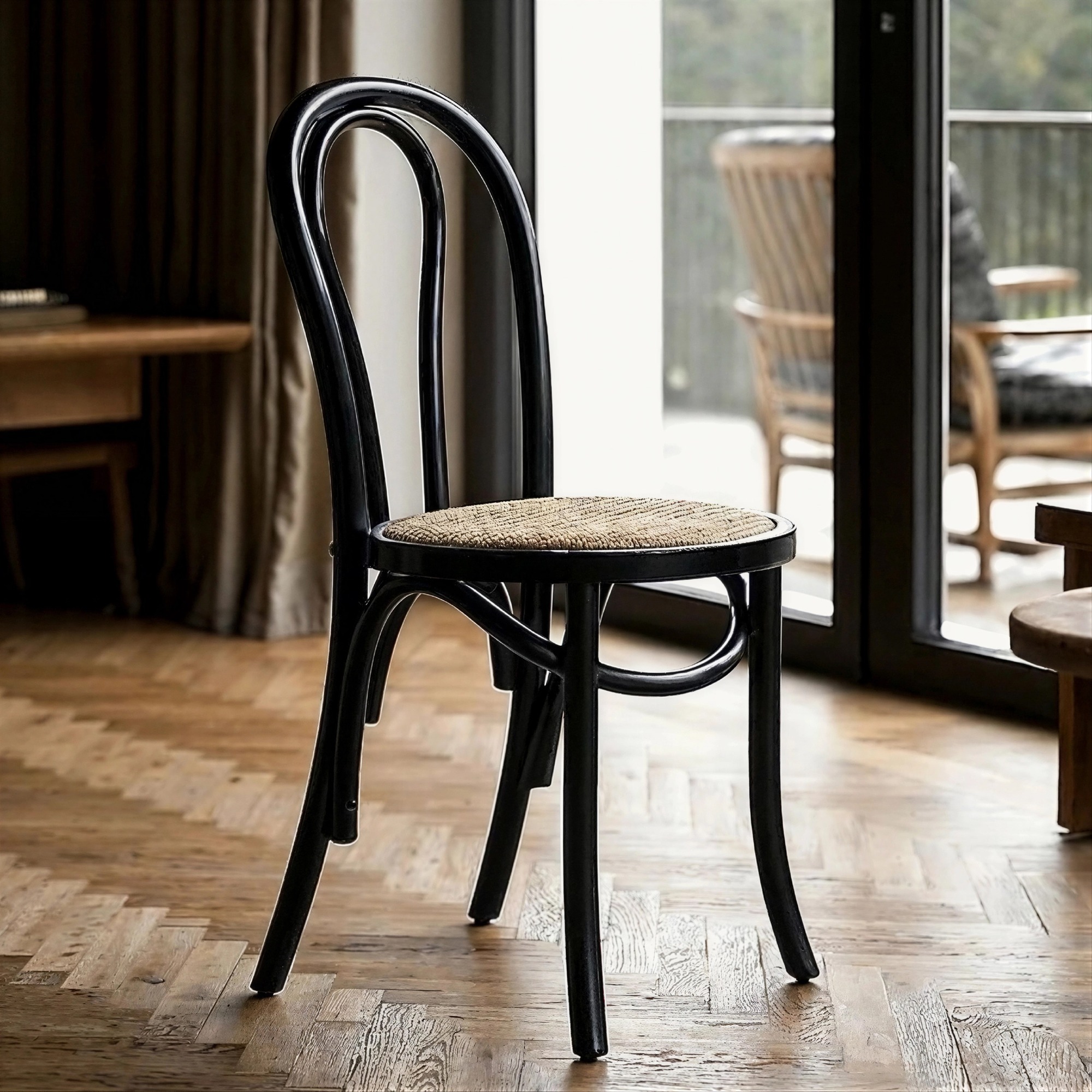 Stol 'Bistro' - Rattan/Sort