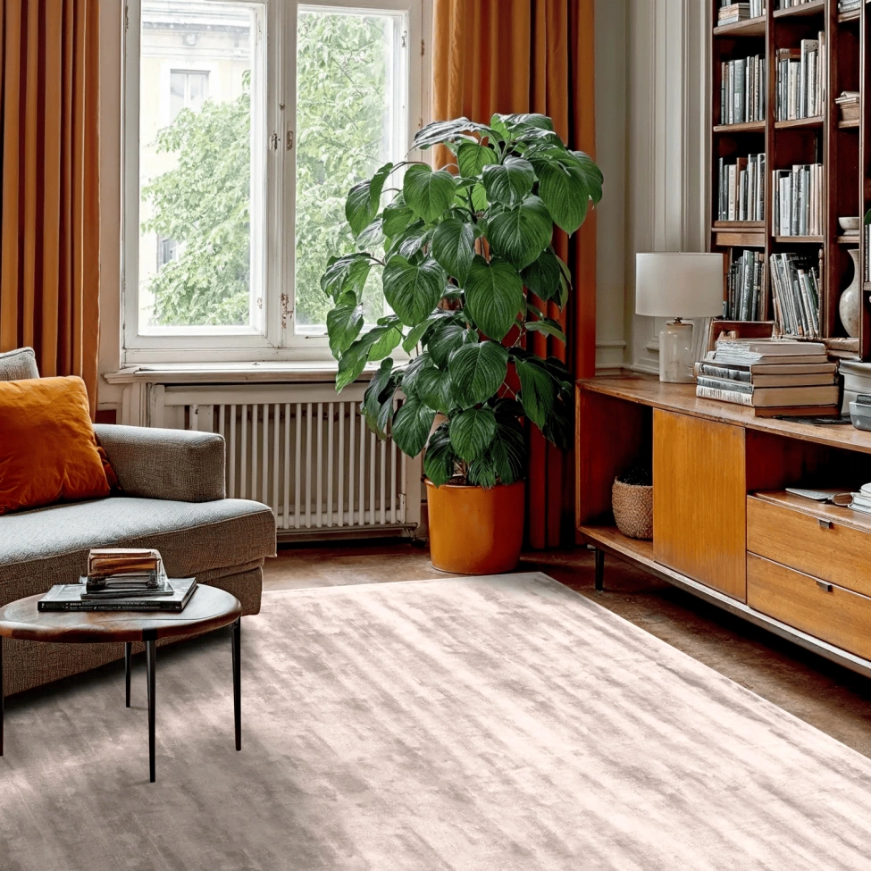 Viskose tæppe 'Jodhpur' - Lys grå/Beige