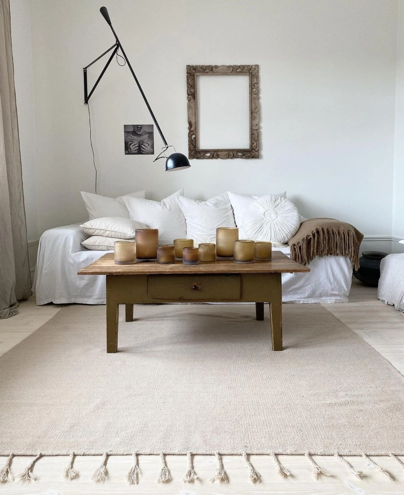Uldtæppe 'Malana' - Beige