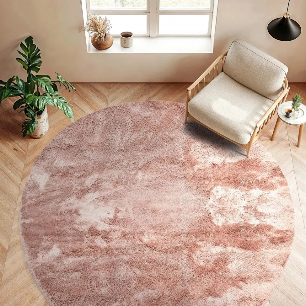 Rundt tæppe 'Aranga Super Soft Fur' - Rosa