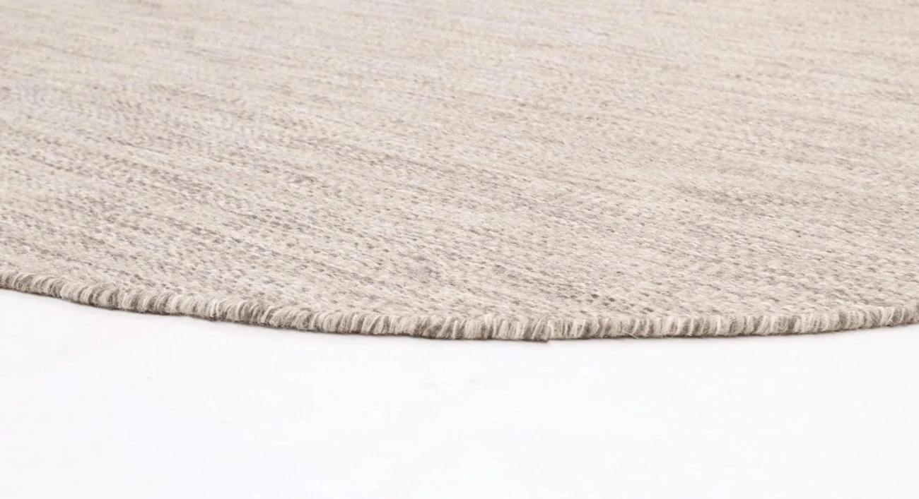 Rundt tæppe 'Dhurry' - Beige