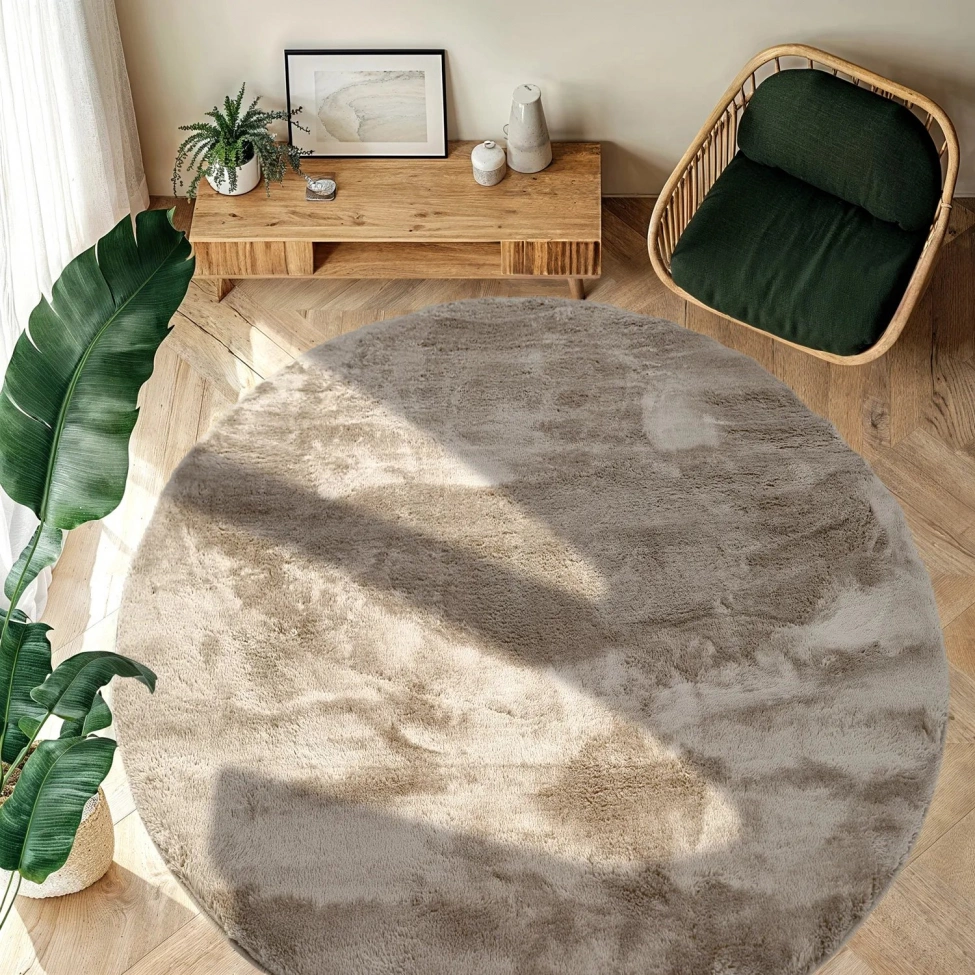 Rund tæppe 'Aranga Super Soft Fur' - Brun