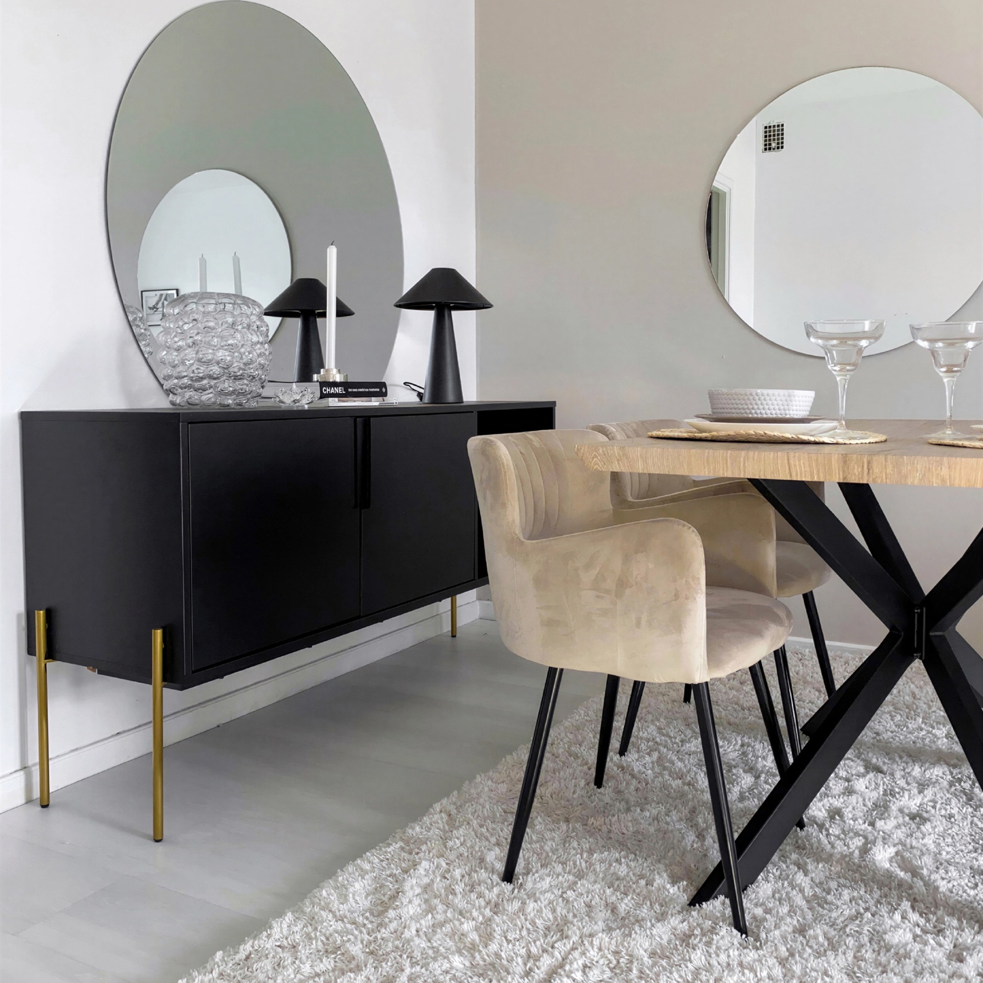 Sideboard 'Frölunda' - Sort/Messing