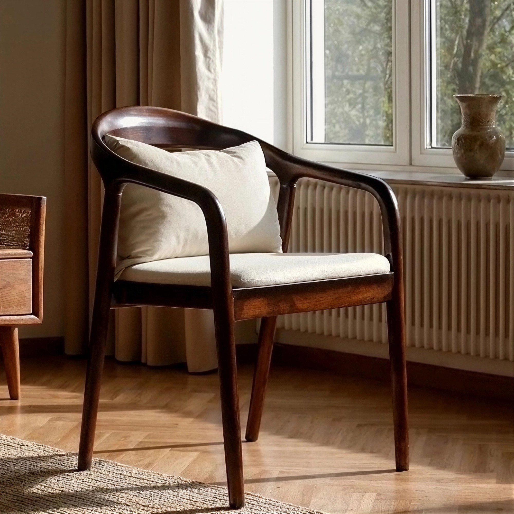Armlænestol 'Aspa' - Mørkebrun/Beige