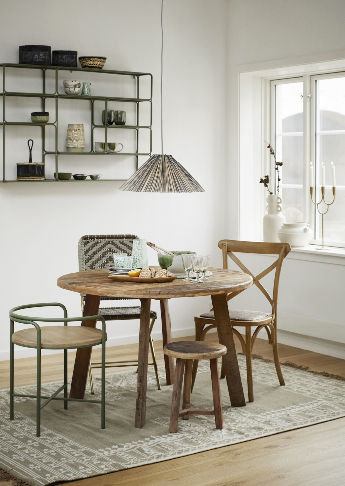 Spisebord 'Recycled' Rundt 110cm - Natur/genbrugs træ